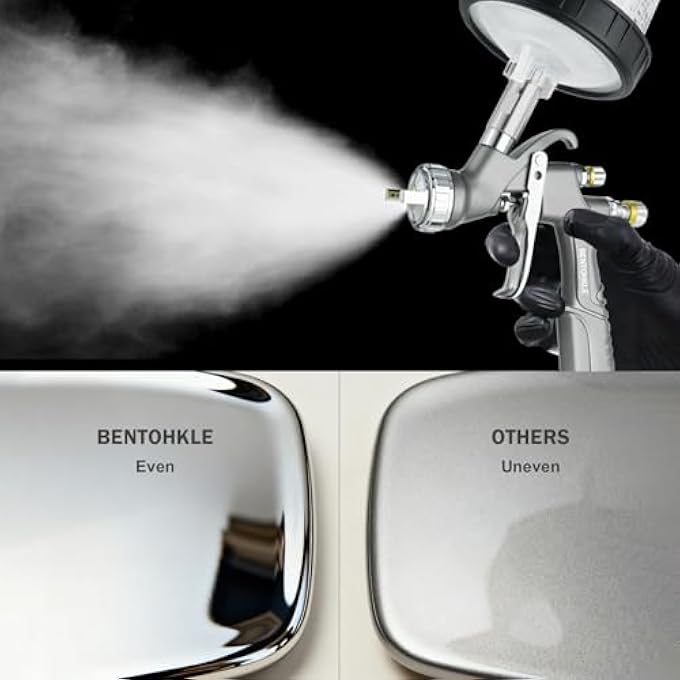 BENTOHKLE D1 LVLP AIR SPRAY GUN KIT WITH 10PCS 600ML DISPOSABLE MIXING CUPS 1.3/1.5/1.7MM NOZZLES AUTOMOTIVE PAINT GUN CAR PAINT SPRAYER FOR HOUSE PAINTING FURNITURE DIY - Image 5